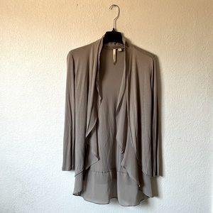 New York and Company-Street Wear Cardigan-Gray/Brown-Size Small